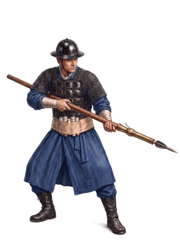 Reconstruction of a late Goryeo to early Joseon soldier with a Hwangja Hwatong. AI-generated image courtesy of Korea Heritage Service