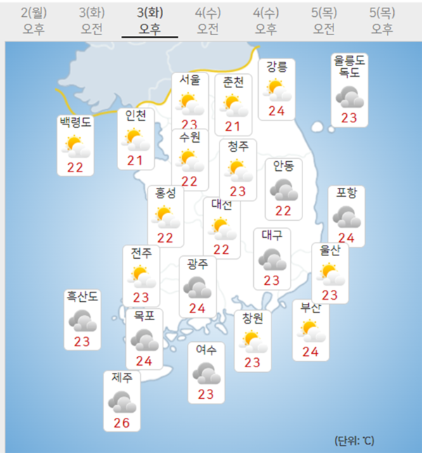 3일 오늘날씨 (기상청 제공)