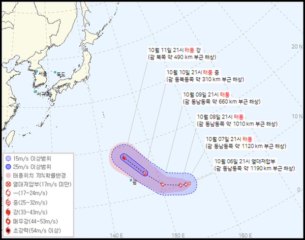 15호 태풍 볼라벤 예상경로 (기상청 제공)