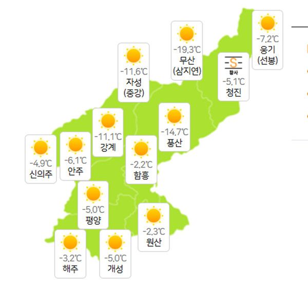 12월 27일 북한날씨 (사진=기상청 제공)
