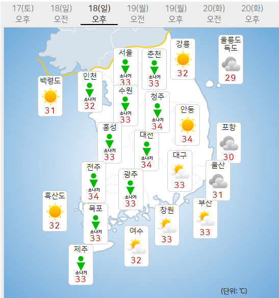 18일 날씨 (사진=기상청 제공)
