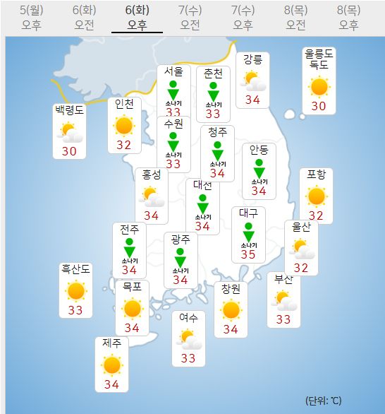 6일 날씨 (사진=기상청 제공)