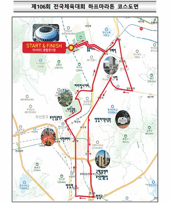 전국체육대회 마라톤 구간코스 (사진=부산 전국체전 대회운영본부)