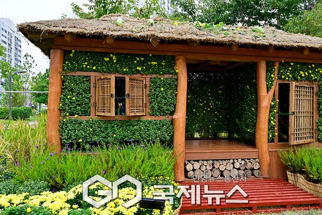 가을비 촉촉이 내린 추석 연휴, 숭의역 수인선바람길숲에서 인천국화전시회 (사진=안희영 기자)