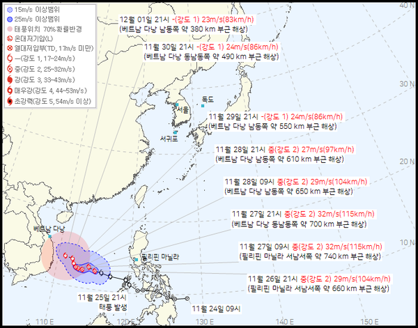 27호 태풍 고토 예상경로 (사진=기상청 제공)