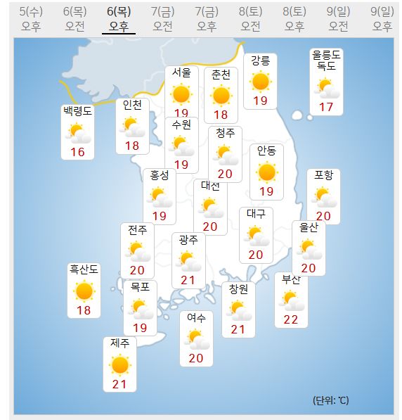 6일 날씨 (사진=기상청 제공)