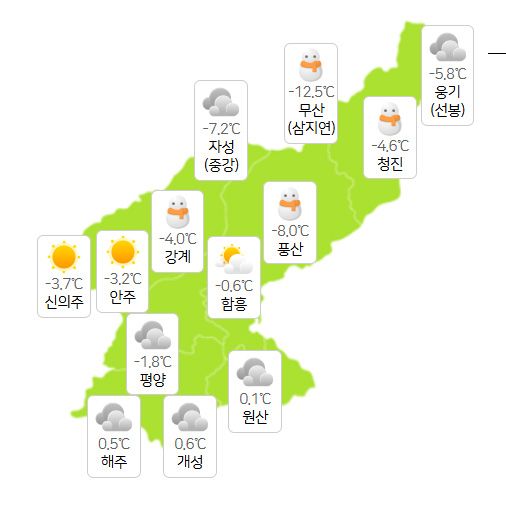 3일 북한날씨 (사진=기상청 제공)