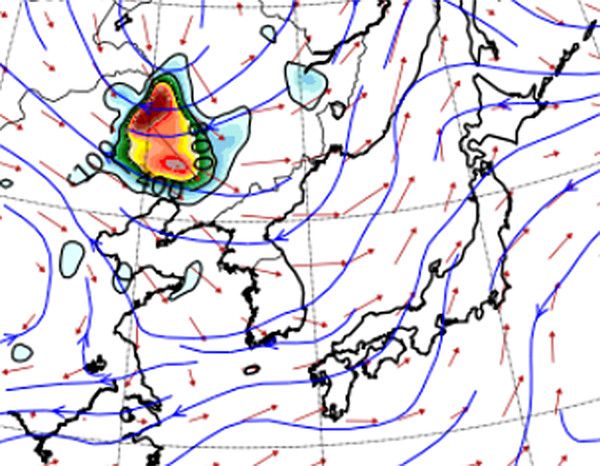 13일 새벽 0시 30분 기준 황사, 미세먼지 나쁨수준 (사진=기상청 제공)