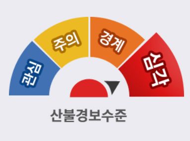 산불재난 국가위기경보를 ‘주의’에서 ‘경계’ 및 ‘심각’ 단계로 상향 발령 (사진=산림청)