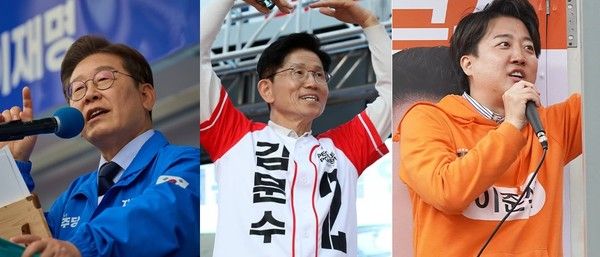 (왼쪽부터) 이재명, 김문수, 이준석 대선후보 / 각 후보 SNS 캡처&nbsp;