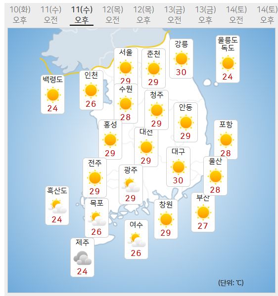 11일 날씨 (사진=기상청 제공)