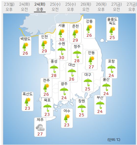 24일 날씨 (사진=기상청 제공)