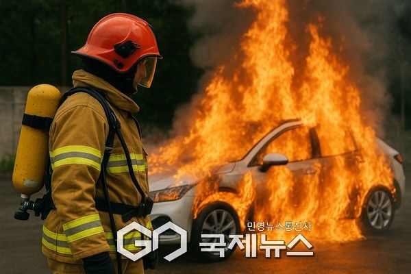 전기차 화재 실험 이미지(Chat GPT로 생성).(사진제공.양주소방서)