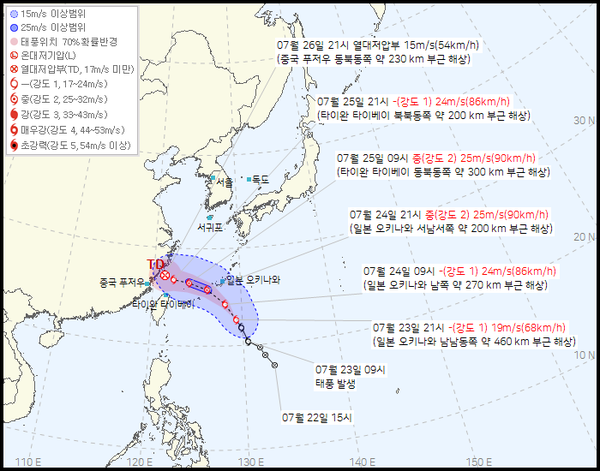 7호태풍 프란시스코 예상경로 (사진=기상청 제공)
