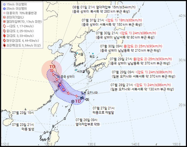 8호 태풍 꼬마이 예상경로 (사진=기상청 제공)