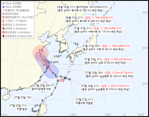 8호 태풍 꼬마이 예상경로 (사진=기상청 제공)