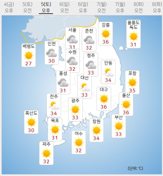 5일 날씨 (사진=기상청 제공)