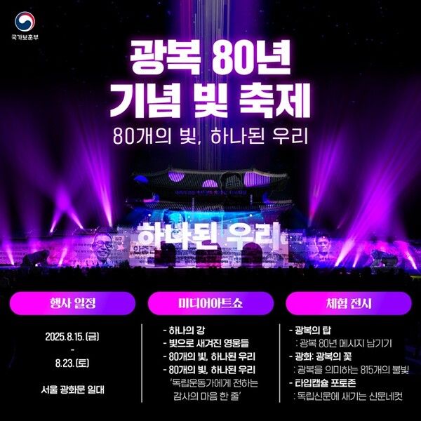 서울 광화문광장 빛 축제 (사진=국가보훈부)