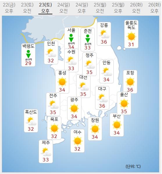 23일 날씨 (사진=기상청 제공)