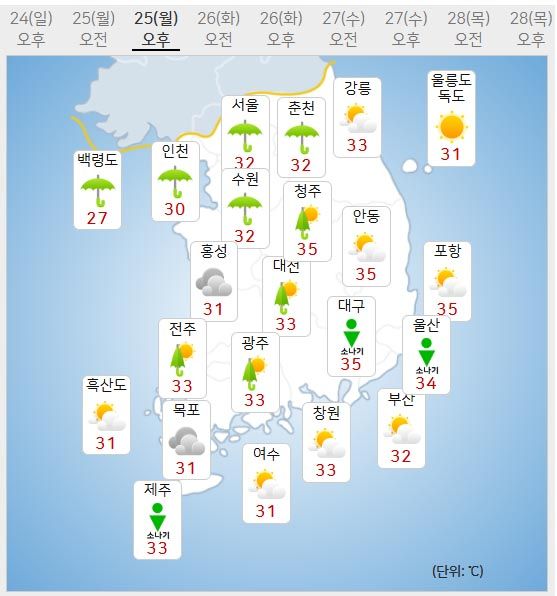 25일 날씨 (사진=기상청 제공)