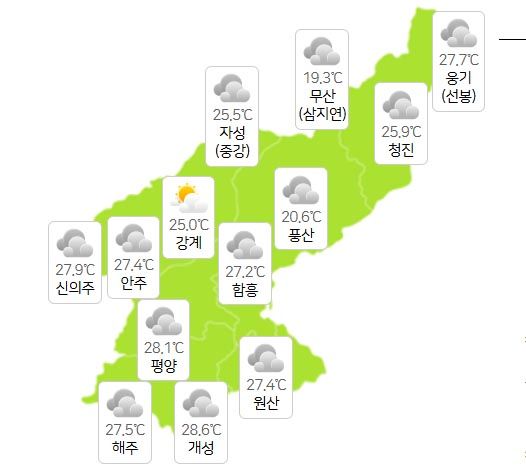 28일 북한날씨 (사진=기상청 제공)