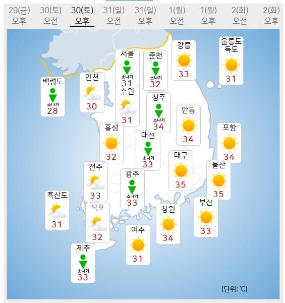 30일 날씨 (사진=기상청 제공)