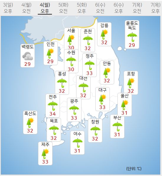 4일 날씨예보 (사진=기상청 제공)