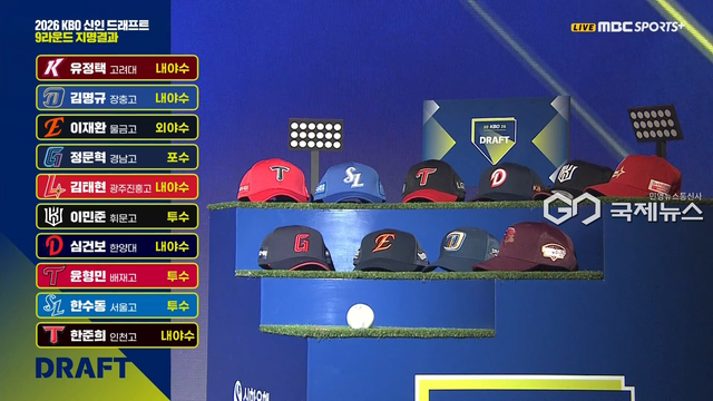 2026 KBO 신인 드래프트 9라운드 결과 (사진=중계화면 캡쳐)