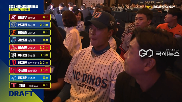 2026 KBO 신인 드래프트 6라운드 결과 (사진=중계화면)