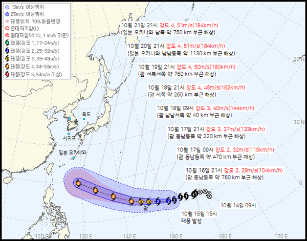 30호 태풍 참피 예상경로 (사진=기상청 제공)