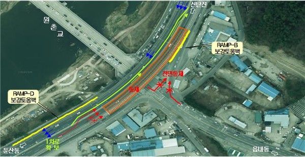 대전시, 천변도시고속화도로 원촌육교 전면 통제 (사진=대전시 제공)