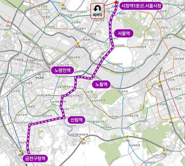 서울 자율주행버스 금천구청~시청역 노선. (사진=서울시 제공)