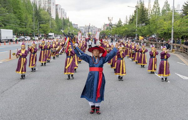 익산서동축제 백제무왕행차단 고취대 (사진=익산시 제공)
