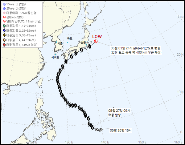 6호 태풍경로 소멸예정 (사진=기상청 )