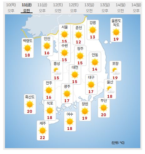 9월 11일 오전 날씨예보 (사진=기상청 제공)