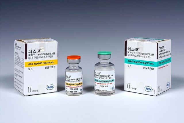 ‘조기 및 전이성 HER2 양성 유방암 치료제’ 페스코(성분명 퍼투주맙/트라스투주맙)’가 8월1일부터 건강보험급여 적용 대상이 됐다./한국로슈 제공