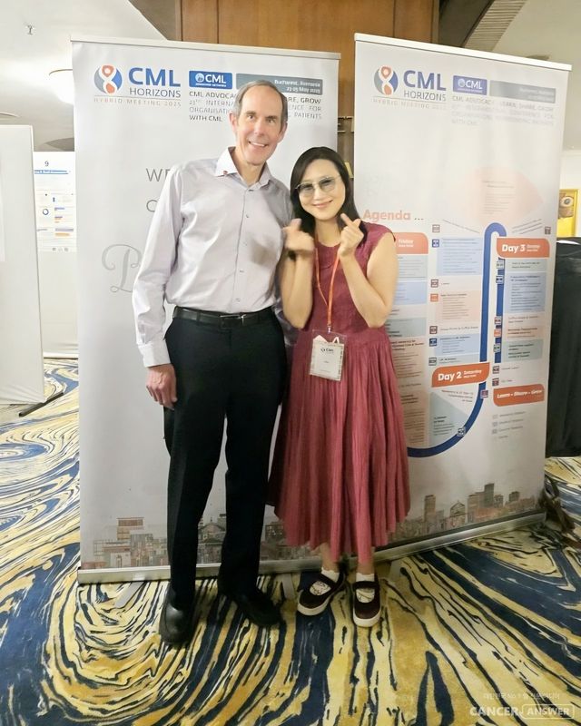 혈액암 표적치료제 글리벡 탄생이 기여한 브라이언 드러커 박사와 기념 촬영./홍유진 이사장 제공