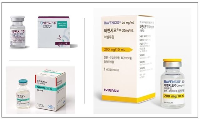 임핀지(성분명 더발루맙), 티쎈트릭(성분명 아테졸리주맙), 바벤시오(성분명 아벨루맙)는 PD-L1을 억제해 T세포가 암을 공격하도록 만드는 면역항암제다.