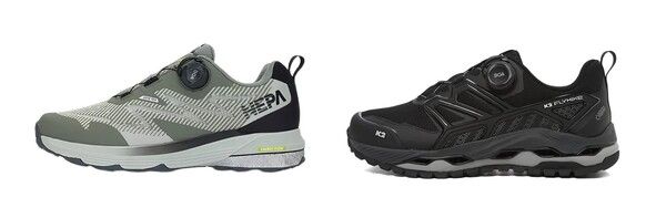 고어텍스 인비저블 핏 기술이 적용된 (좌) 네파 '휘슬라이저 고어텍스', 고어텍스 서라운드 기술이 적용된 (우) K2 '플라이하이크 벤쳐'