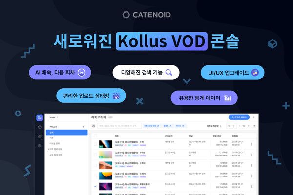 카테노이드, ‘콜러스 VOD 콘솔’ 신규 버전으로 통합… 신기능 추가 및 인터페이스 업그레이드