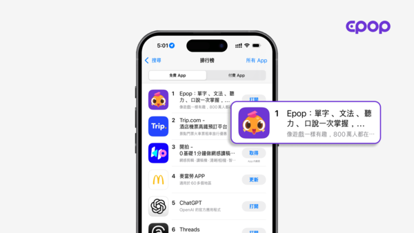 “여행·AI 앱도 제쳤다”… 말해보카 글로벌 버전 ‘Epop’, 대만 앱스토어 1위 등극