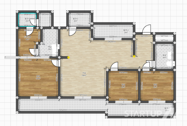 3D 인테리어 솔루션에서 활용 중인 아파트 평면도(사진=아키스케치)