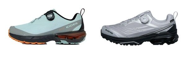 고어텍스 인비저블 핏 기술이 적용된 (좌) 아이더의 ‘더블 리액트’, (우) 블랙야크의 ‘343 라이트 스텝 GTX’