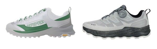 고어텍스 인비저블 핏 기술이 적용된 (좌) 코오롱스포츠의 ‘#무브 플라이’, (우) 네파의 ‘휘슬라이저 프로’