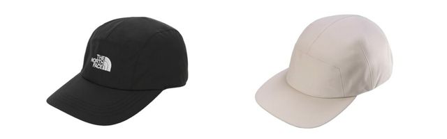 (왼쪽부터) 고어텍스 소재가 적용된 노스페이스의 '고어텍스 5 패널 캡’, 아크테릭스의 '고어 5 패널 캡'