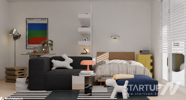 아키스케치로 제작한 ‘미드센추리 모던’ 컨셉 인테리어(사진=크리에이터 ‘시야니’ 작품)