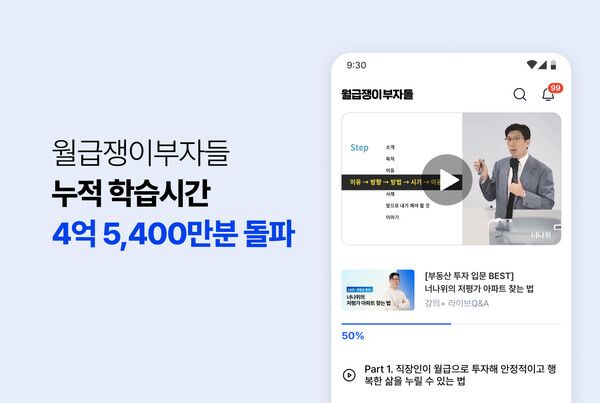 월급쟁이부자들, 누적 학습시간 4억 5400만분 돌파