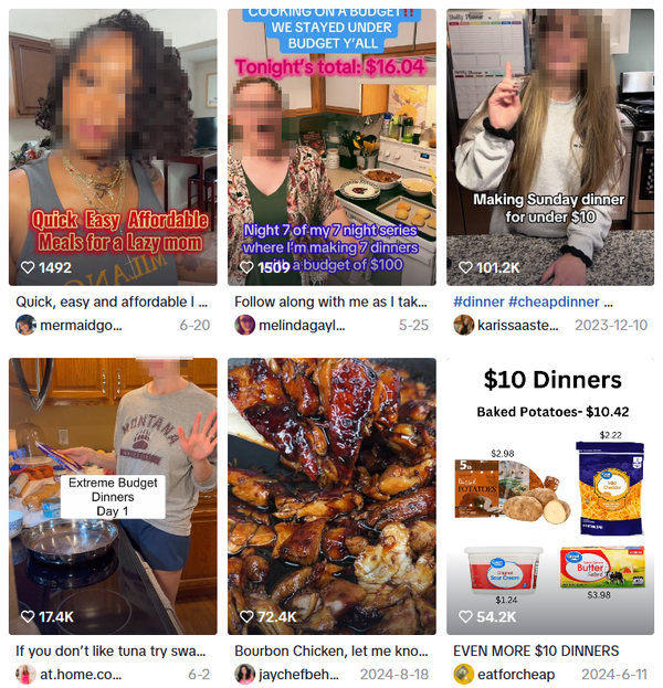 틱톡 버짓밀 인기 영상 검색 (자료=TikTok&nbsp;갈무리)