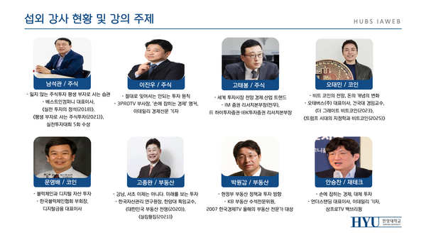 한양대학교 경영교육원 미래재테크 최고경영자과정(AWEB) 강사진. 제공=한양대 경영전문대학원