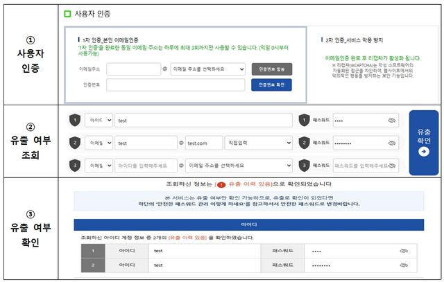 털린 내 정보 찾기 서비스 이용 방법